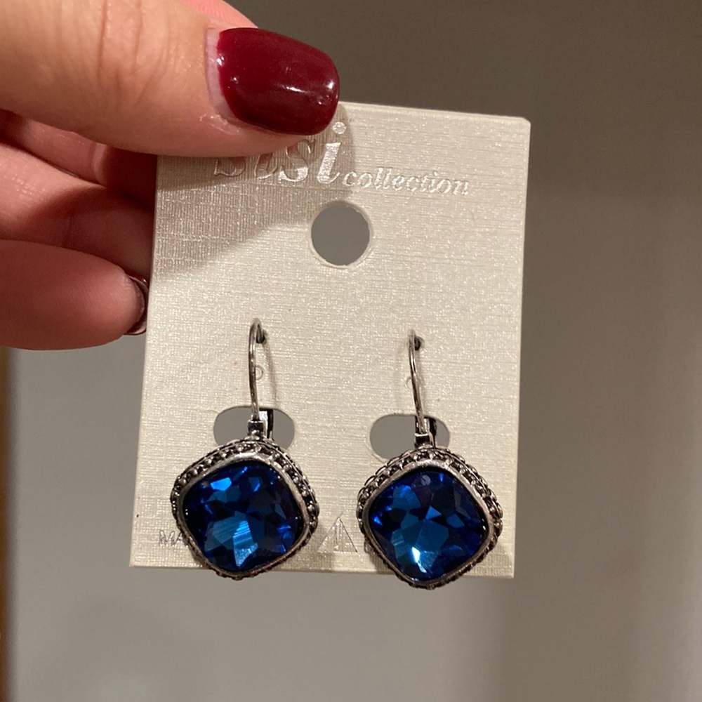 Blue silver earring